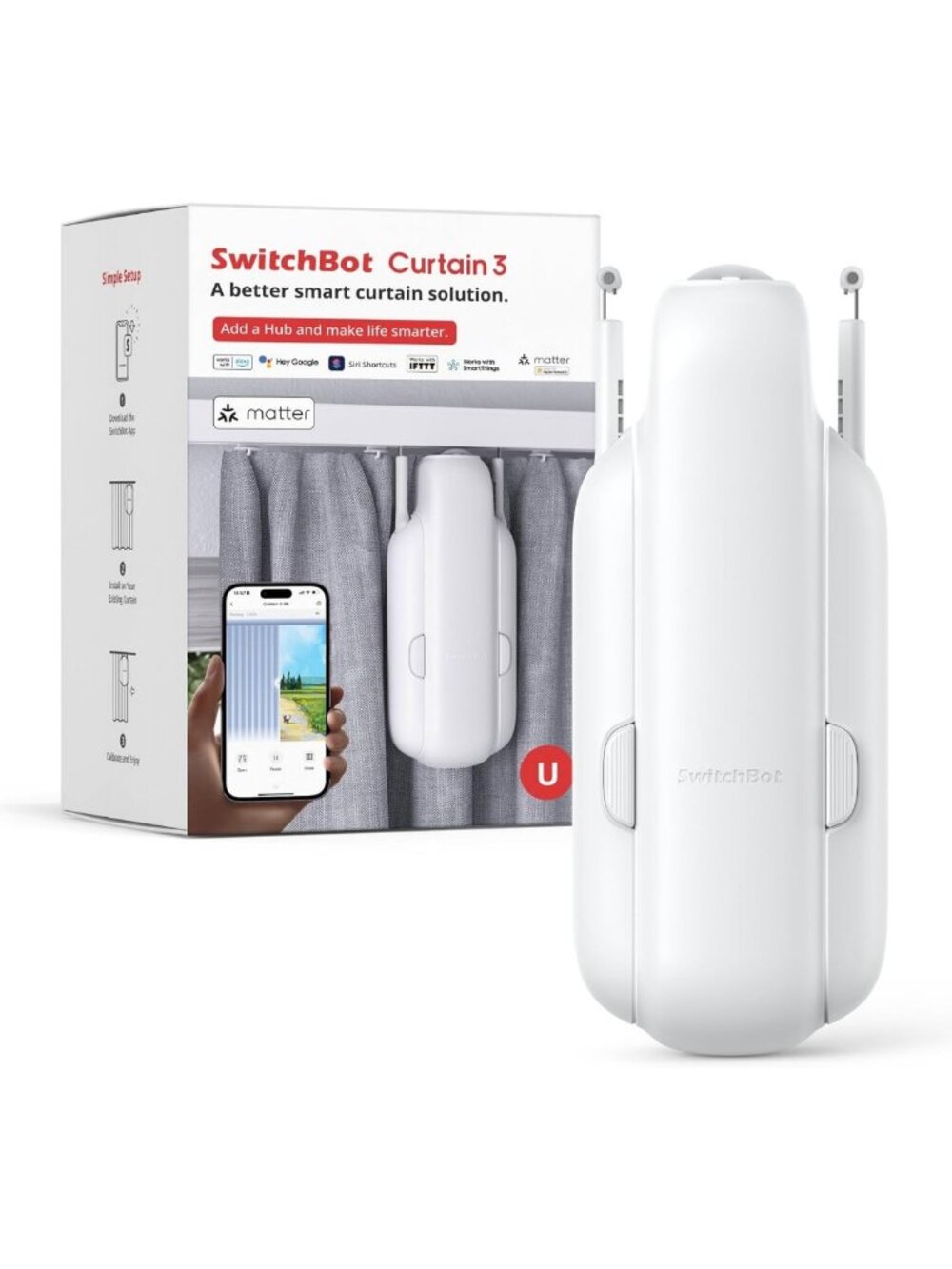 Automatic Bluetooth Curtain Opener - Smart App Control, High-Performance Motor